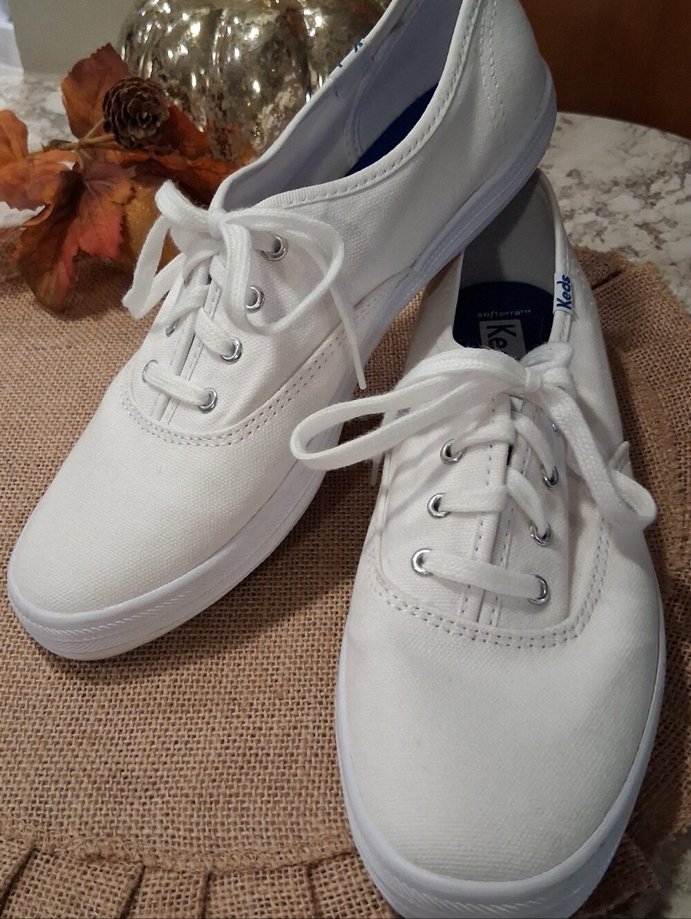 Women's Keds White Canvas Champion Tennis Shoes Sneakers Size 7 WF3400